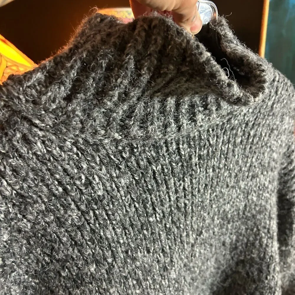 Zara Charcoal Gray Chunky Turtleneck Sweater - Picture 16 of 16